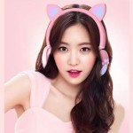 Wholesale Cat Ear and Paw LED Bluetooth Headphone Headset with Built in Mic, Luminous Light, Foldable, 3.5mm Aux In for Adults Children Home School (Pink)